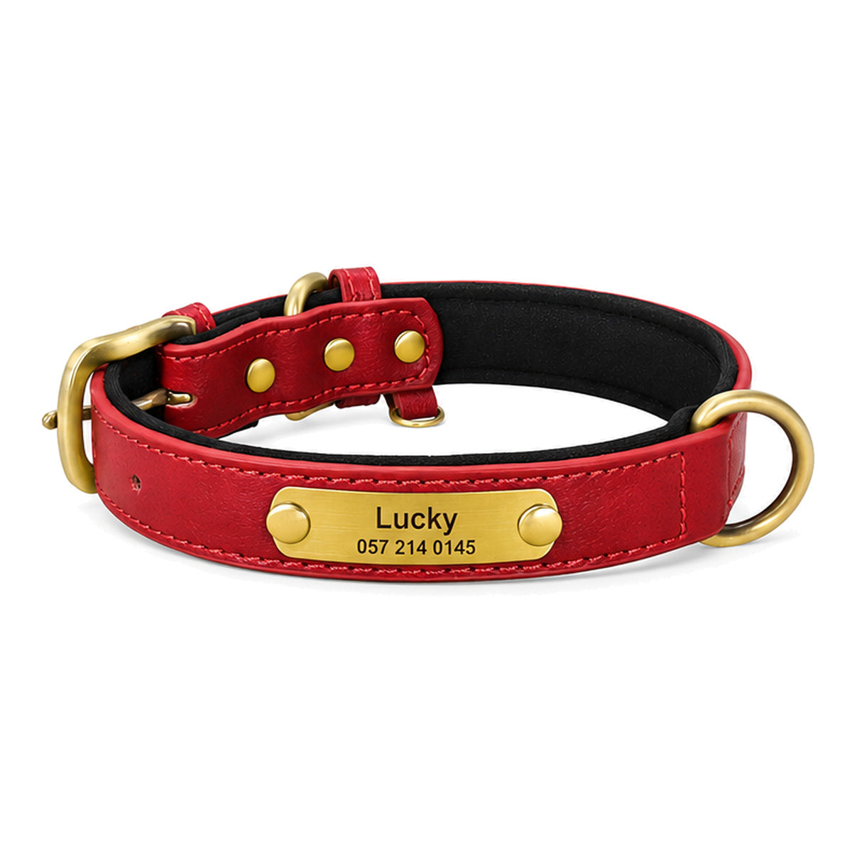 Personalized Dog Collar with Engraved Nameplate – Faux Leather