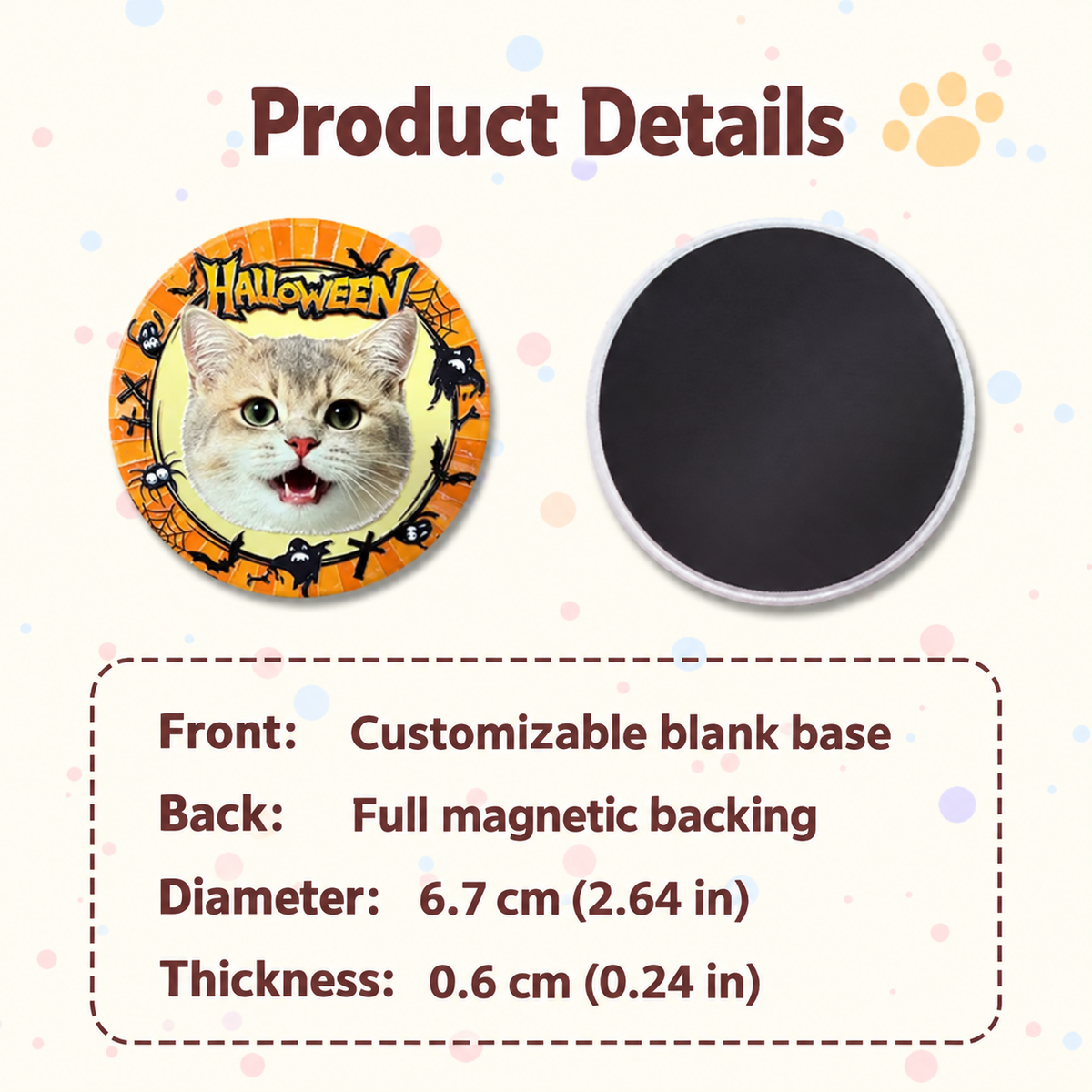 Custom Halloween Pet Photo Fridge Magnet – Personalized Ceramic Relief
