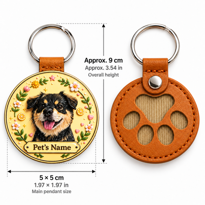 Custom 3D Pet Portrait Relief Keychain with Name – Personalized Dog & Cat Keepsake