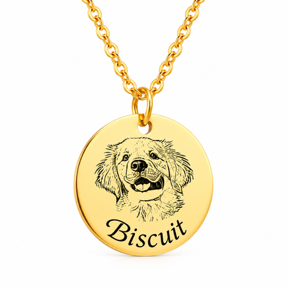 Custom Laser Engraved Pet Portrait Necklace From Photo