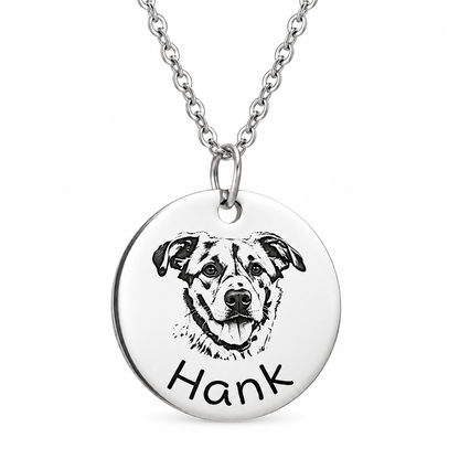 Custom Laser Engraved Pet Portrait Necklace From Photo