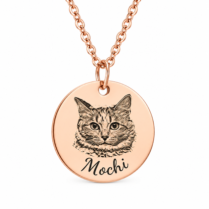 Custom Laser Engraved Pet Portrait Necklace From Photo
