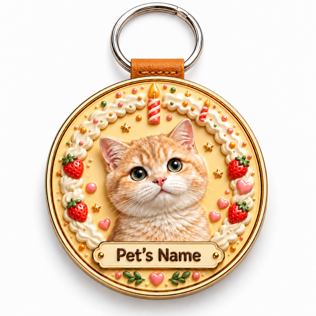 Custom 3D Pet Portrait Relief Keychain with Name – Personalized Dog & Cat Keepsake
