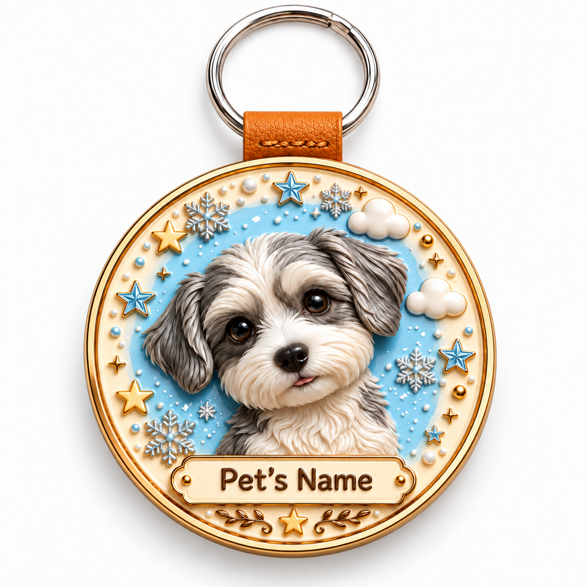 Custom 3D Pet Portrait Relief Keychain with Name – Personalized Dog & Cat Keepsake