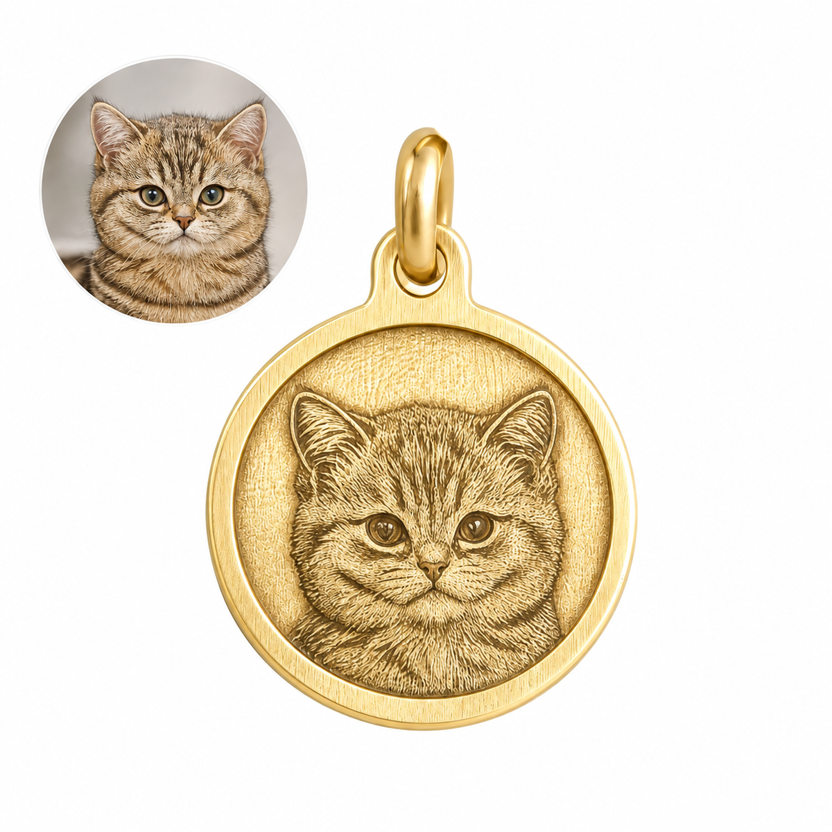 Custom Pet Portrait Brass Keychain From Photo – Personalized Dog & Cat Keepsake