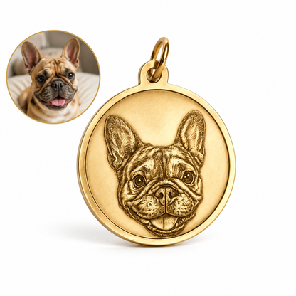 Custom Pet Portrait Brass Keychain From Photo – Personalized Dog & Cat Keepsake