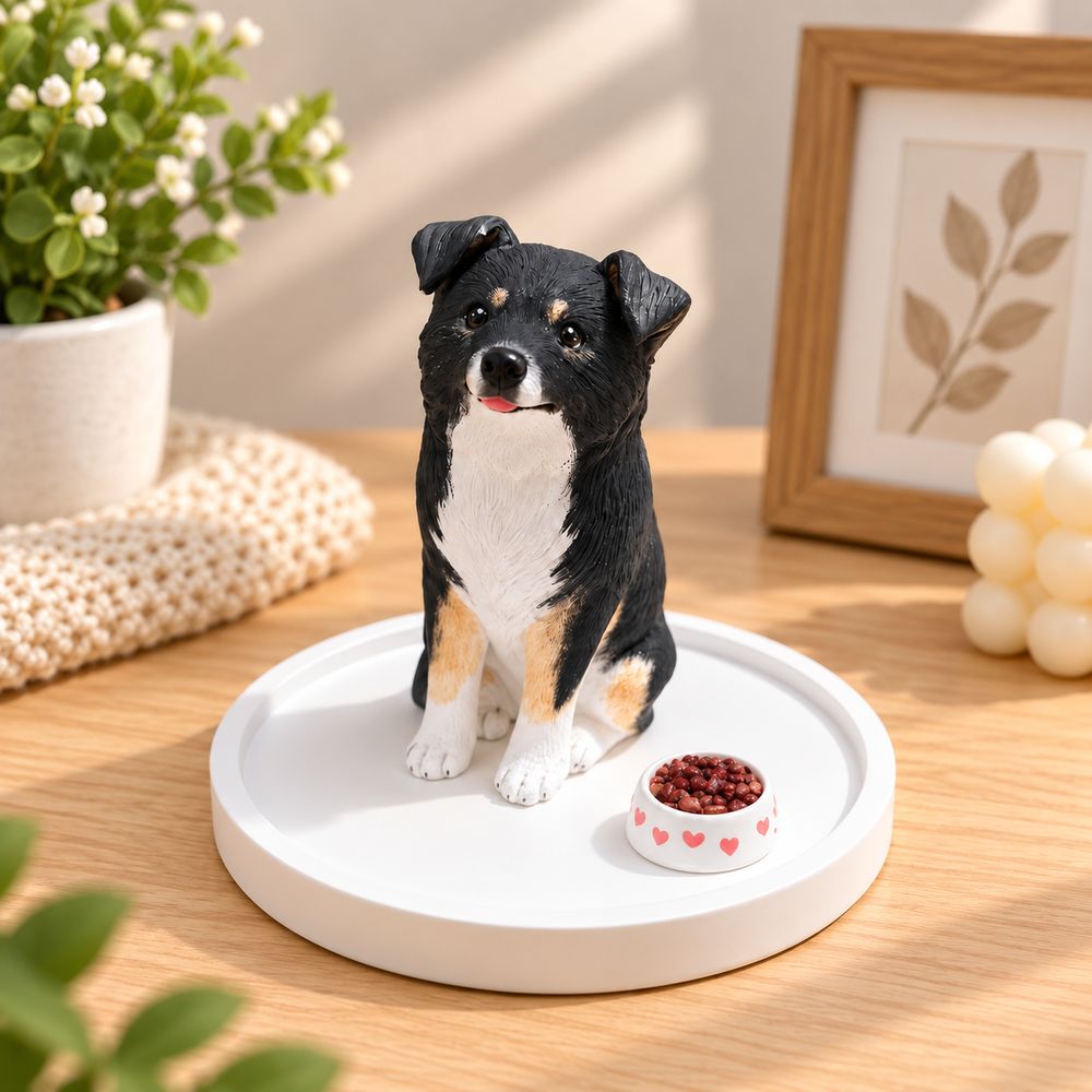Custom pet figurine with base and bowl