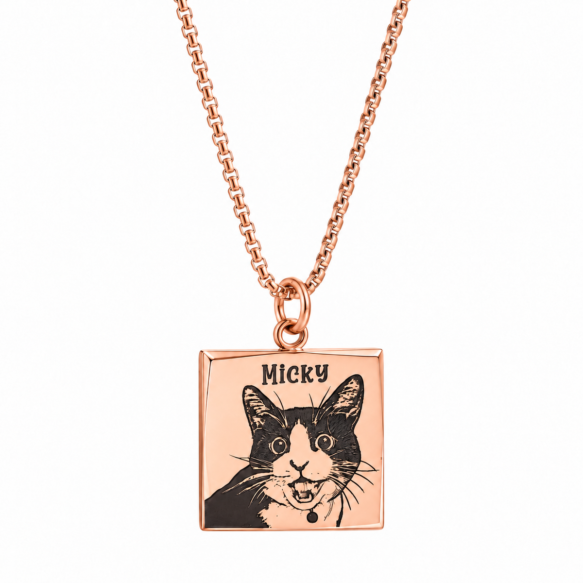 Custom Pet Photo Necklace – Personalized Stainless Steel Pendant