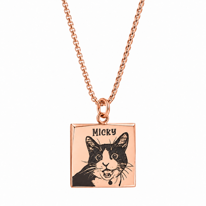Custom Pet Photo Necklace – Personalized Stainless Steel Pendant