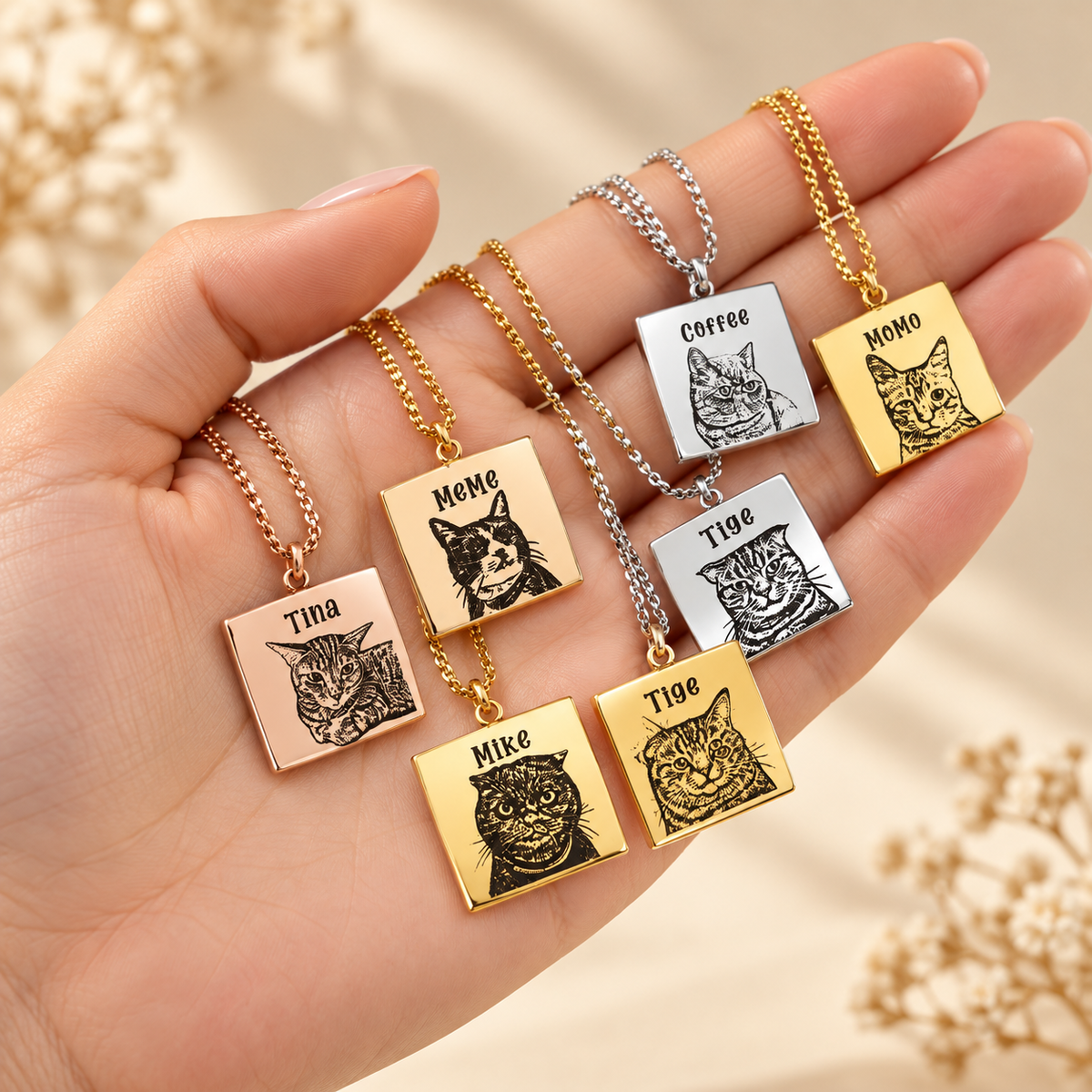 Custom Pet Photo Necklace – Personalized Stainless Steel Pendant