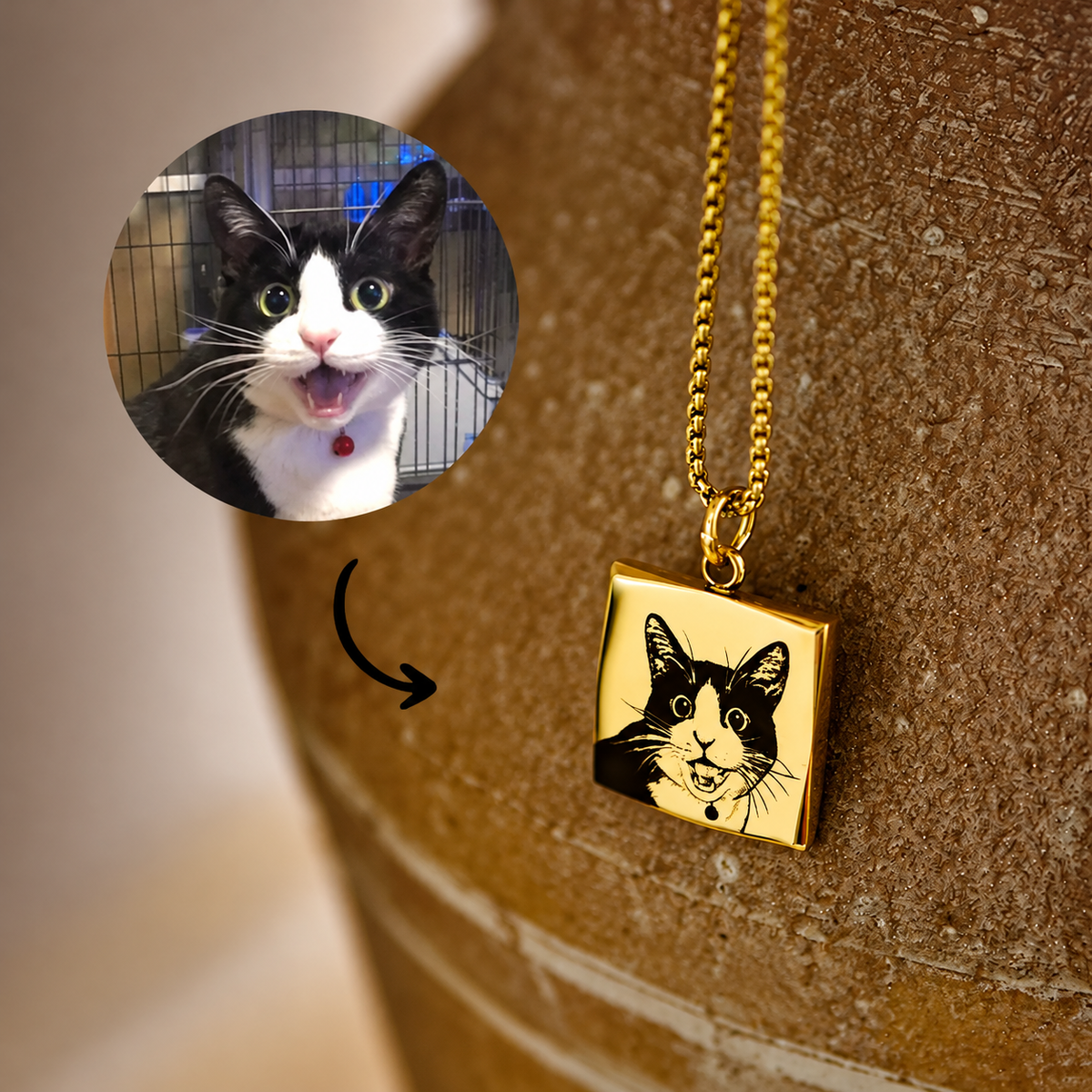 Custom Pet Photo Necklace – Personalized Stainless Steel Pendant