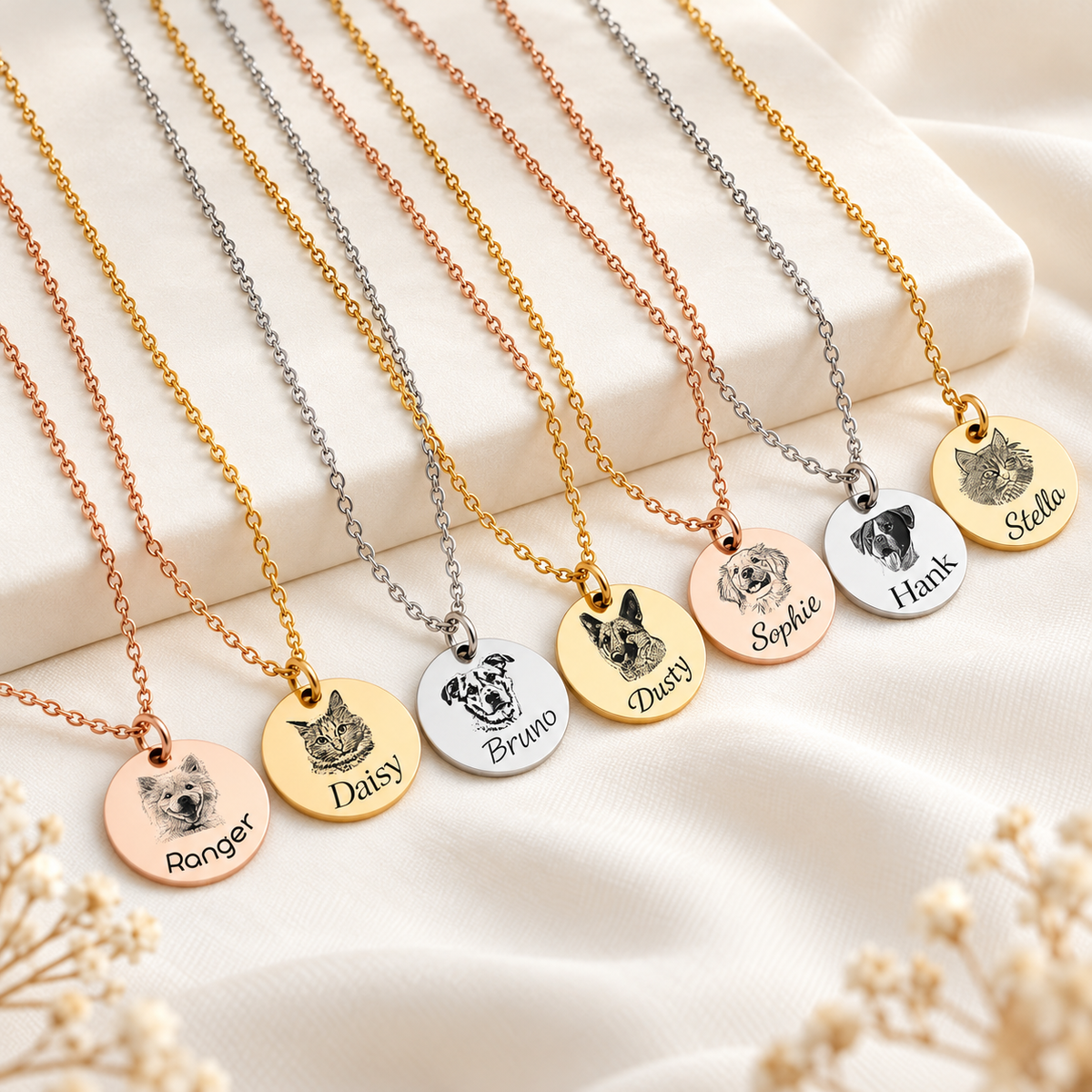 Custom Laser Engraved Pet Portrait Necklace From Photo