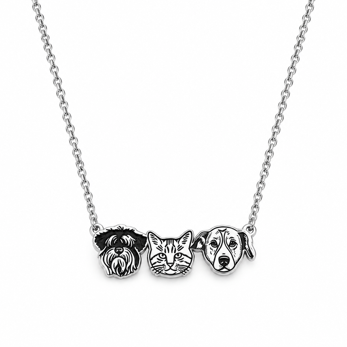 Custom Pet Portrait Bracelet or Necklace, Personalized Engraved Pet Jewelry with Custom Text, Stainless Steel