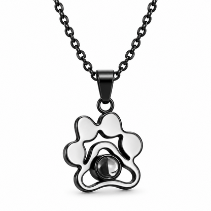 Custom Paw Print Photo Projection Necklace, Personalized Pet Photo Pendant, Dog & Cat Memorial Gift