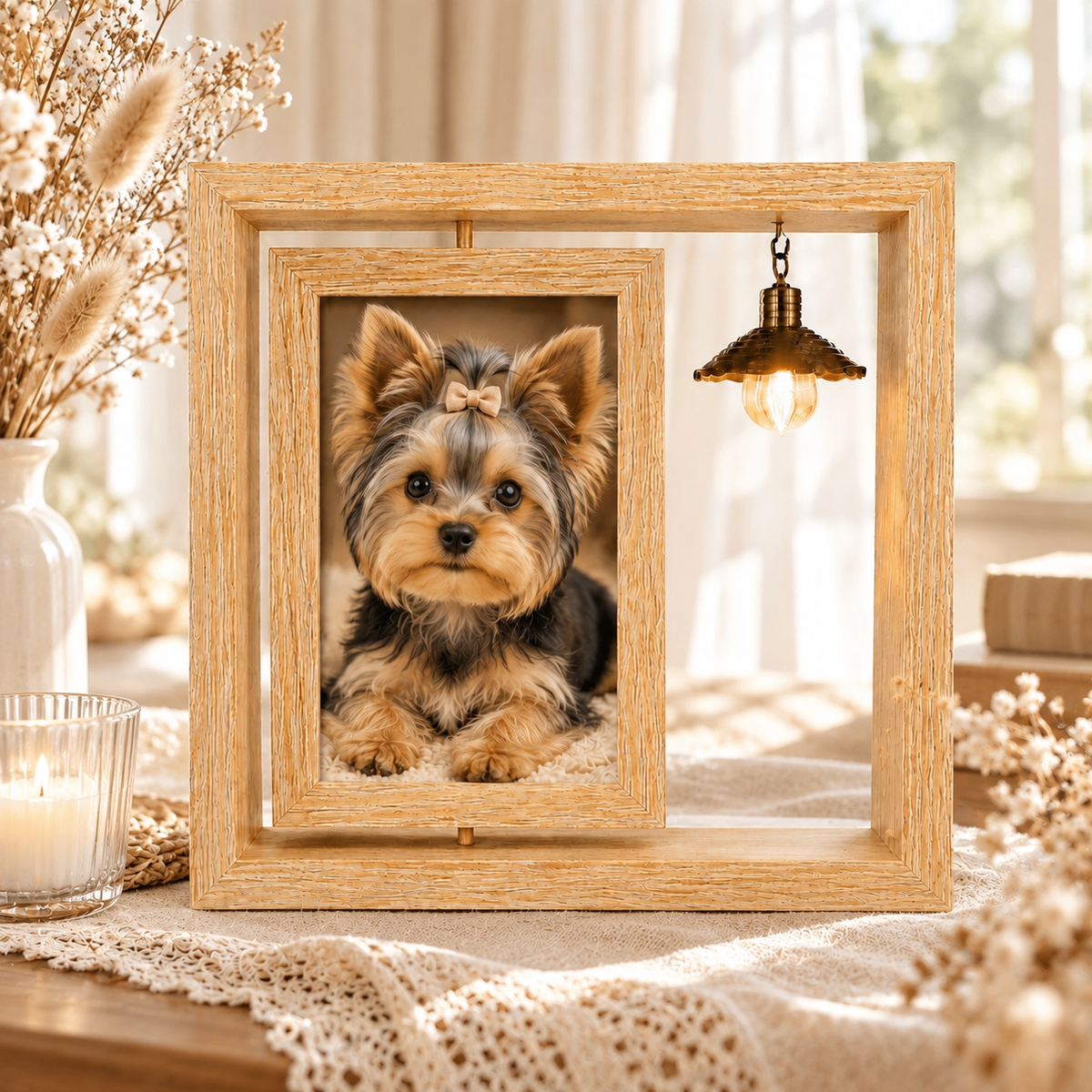 Custom Pet Memorial Photo Frame with Light