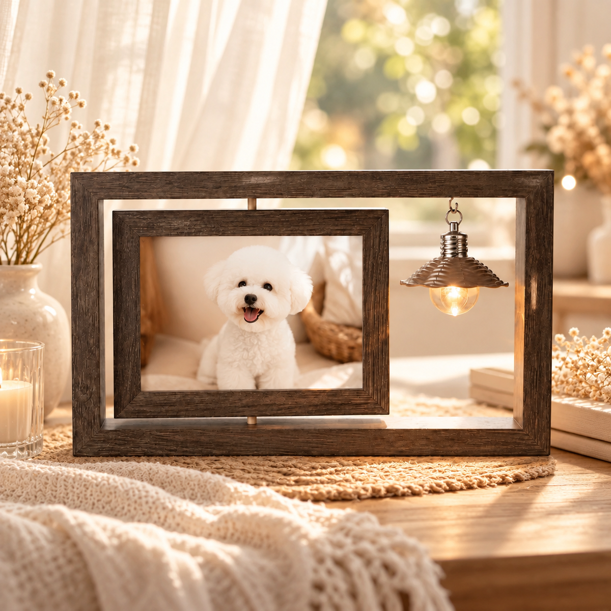 Custom Pet Memorial Photo Frame with Light