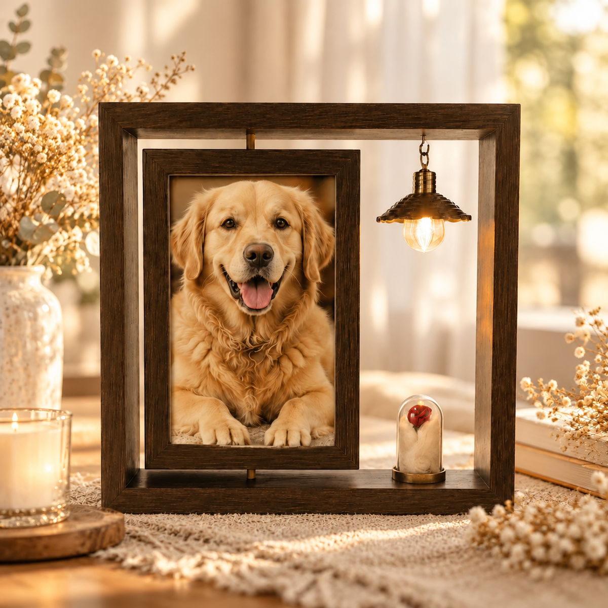 Custom Pet Memorial Photo Frame with Light