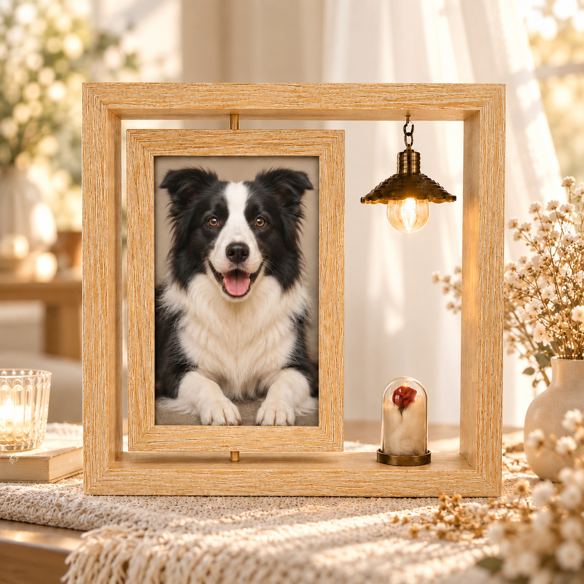 Custom Pet Memorial Photo Frame with Light