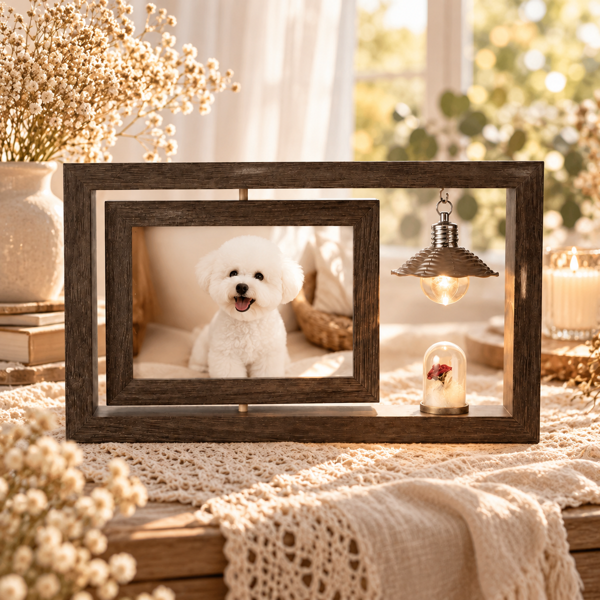 Custom Pet Memorial Photo Frame with Light