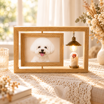 Custom Pet Memorial Photo Frame with Light
