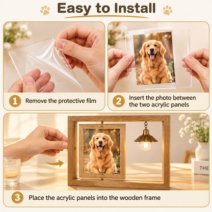 Custom Pet Memorial Photo Frame with Light