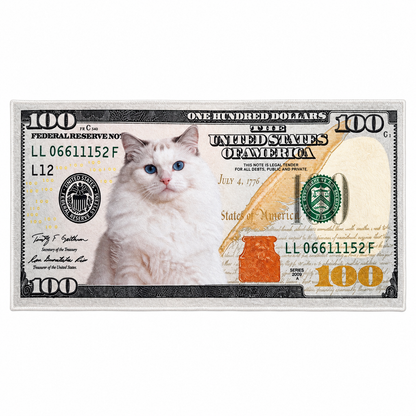 Custom Pet Portrait Dollar Bill Rug – Faux Lambswool Entryway Mat & Bedside Runner