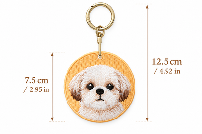 Double-Sided Embroidered Pet Keychain – Dog & Cat Designs