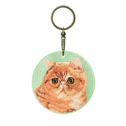 Double-Sided Embroidered Pet Keychain – Dog & Cat Designs