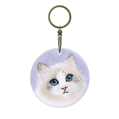Double-Sided Embroidered Pet Keychain – Dog & Cat Designs