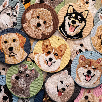 Double-Sided Embroidered Pet Keychain – Dog & Cat Designs