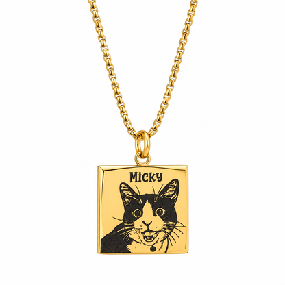 Custom Pet Photo Necklace – Personalized Stainless Steel Pendant