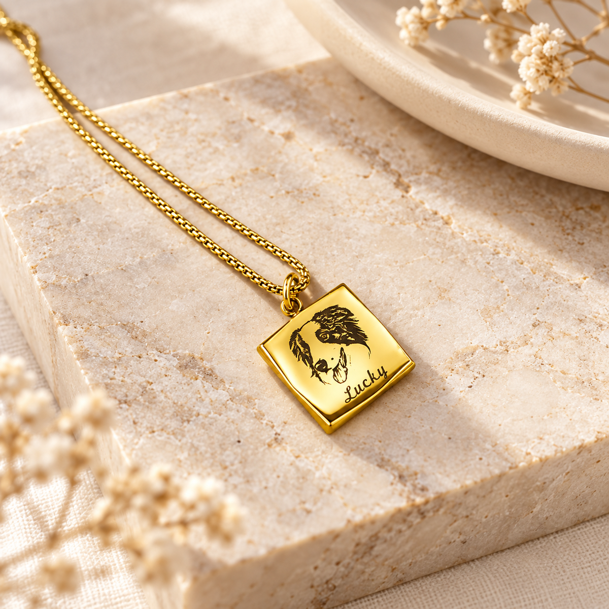 Custom Pet Photo Necklace – Personalized Stainless Steel Pendant