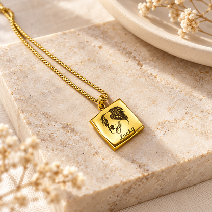 Custom Pet Photo Necklace – Personalized Stainless Steel Pendant