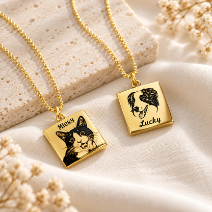 Custom Pet Photo Necklace – Personalized Stainless Steel Pendant