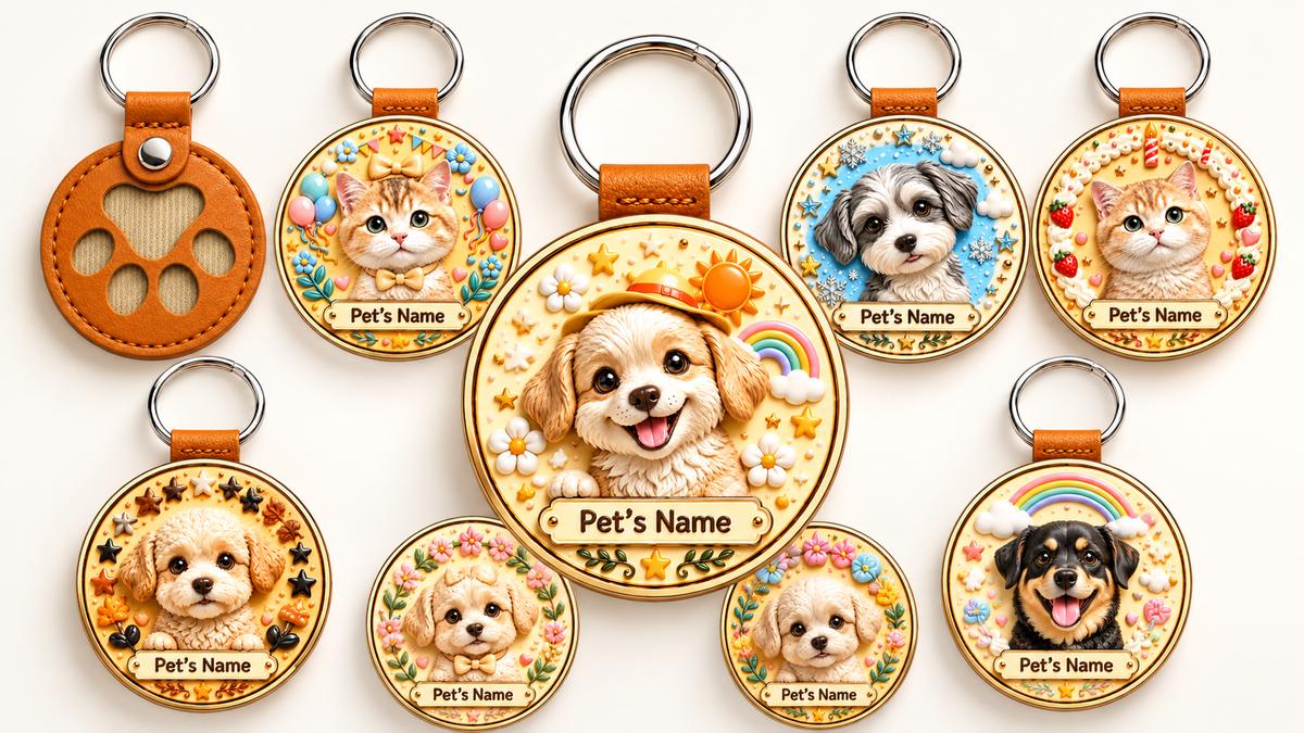 Custom 3D pet portrait relief keychain
