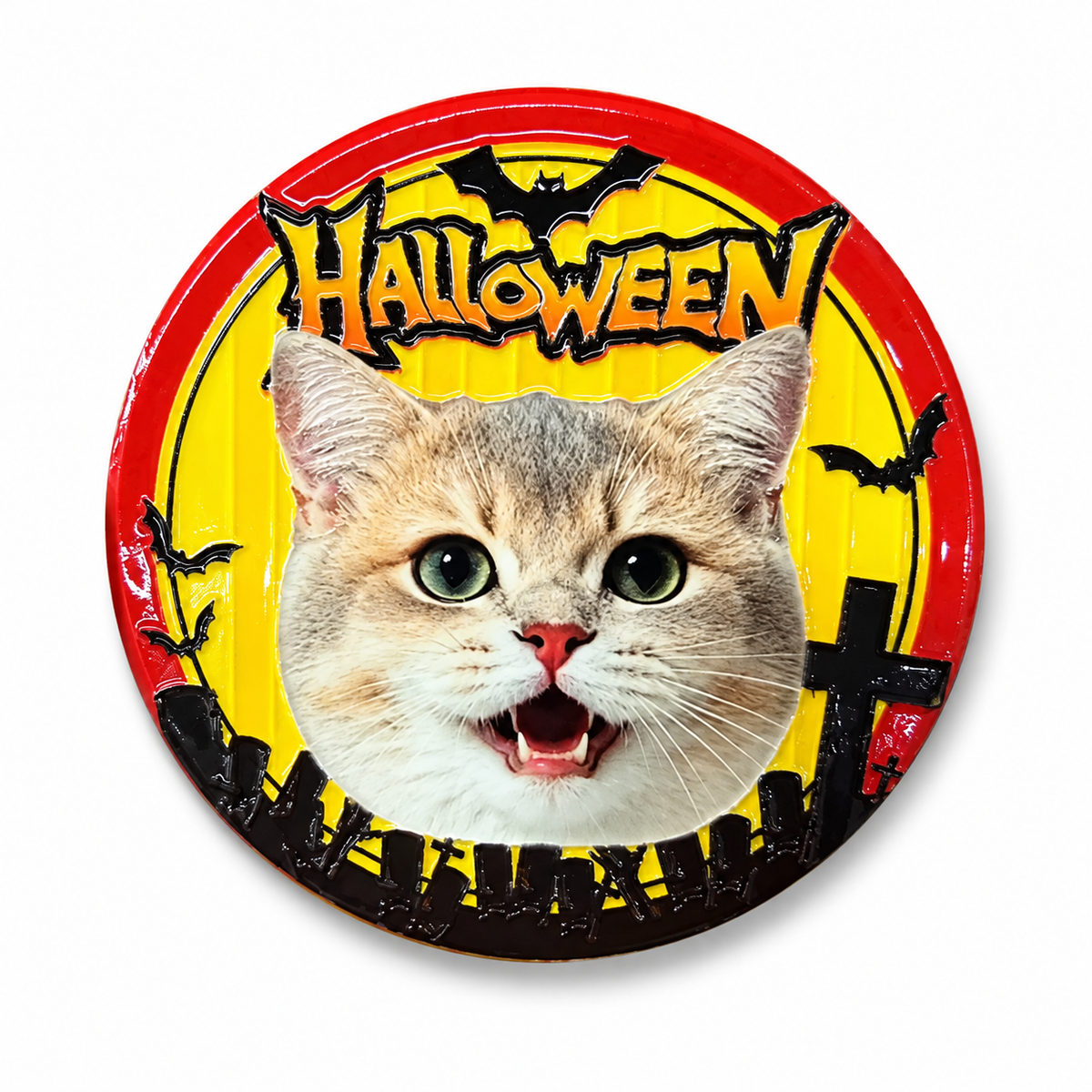 Custom Halloween Pet Photo Fridge Magnet – Personalized Ceramic Relief
