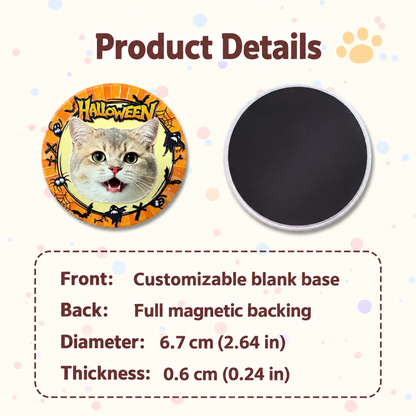 Custom Halloween Pet Photo Fridge Magnet – Personalized Ceramic Relief
