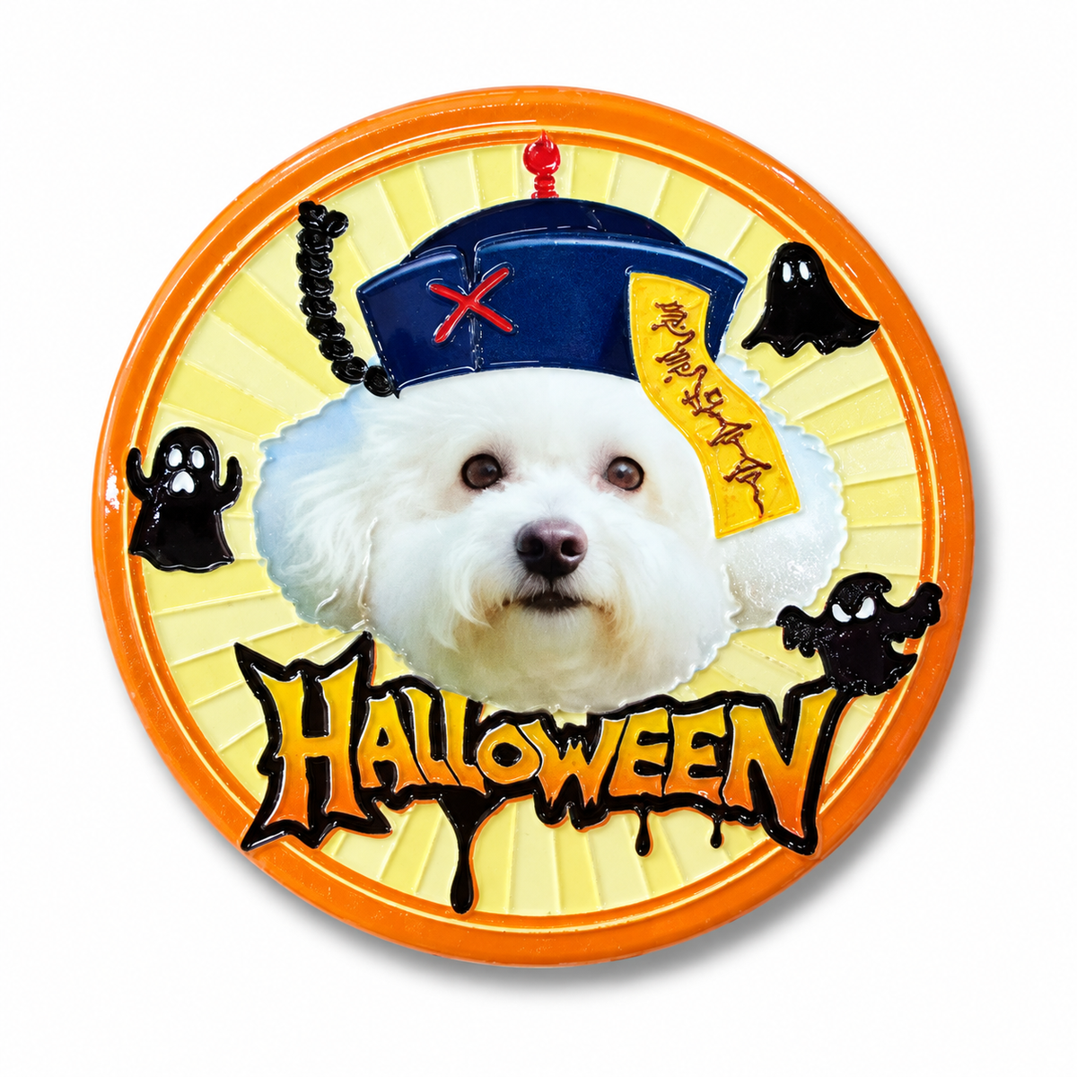 Custom Halloween Pet Photo Fridge Magnet – Personalized Ceramic Relief