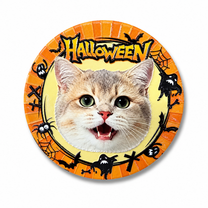 Custom Halloween Pet Photo Fridge Magnet – Personalized Ceramic Relief