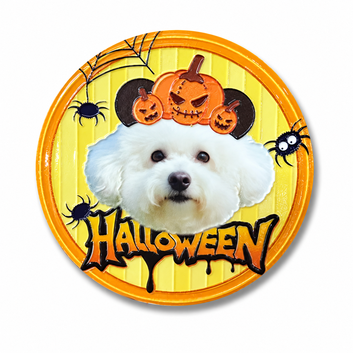 Custom Halloween Pet Photo Fridge Magnet – Personalized Ceramic Relief